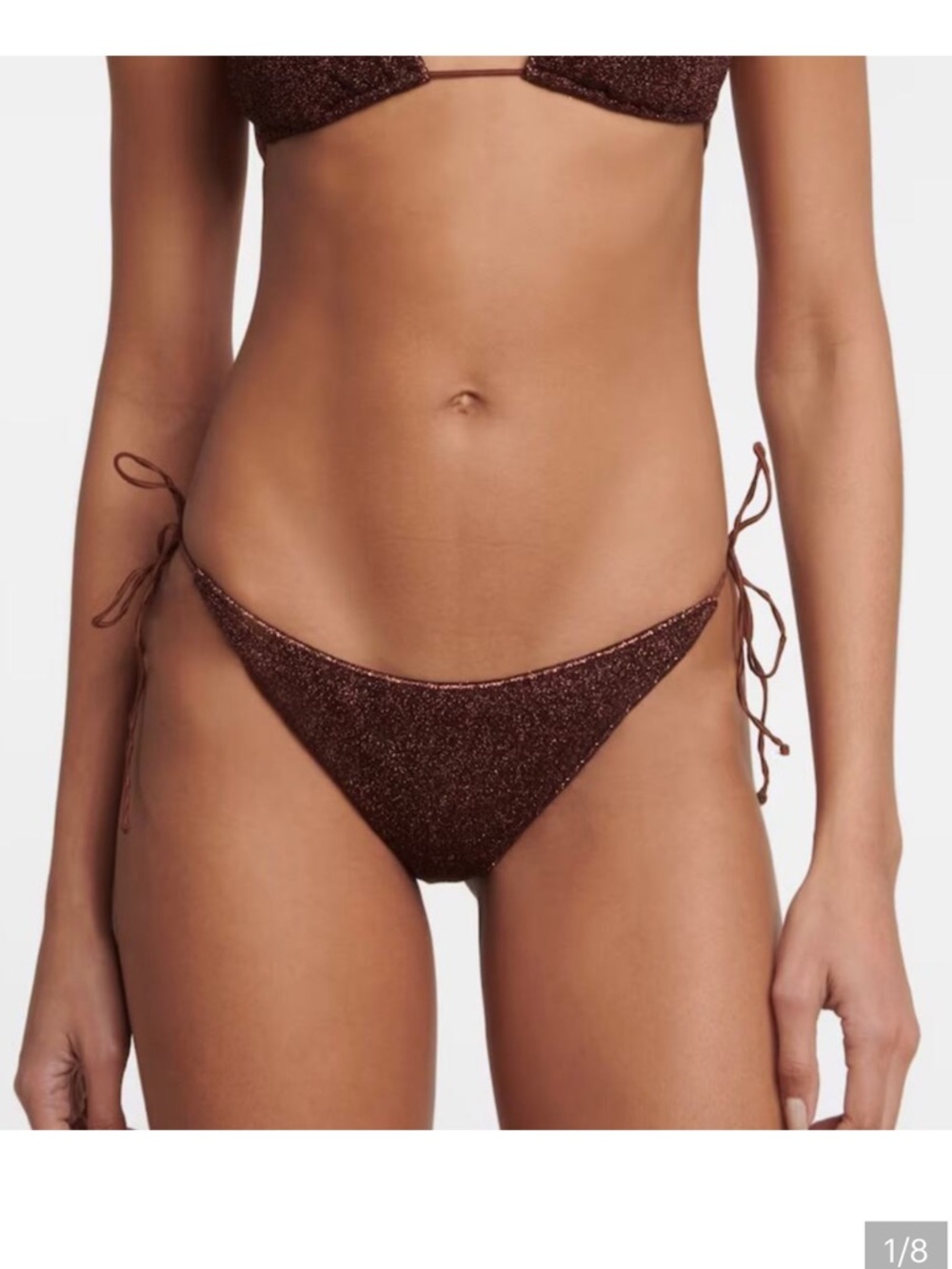 Oseree Lumiere Shimmery Brown Tie-Side Microkini Bottom size L NWT